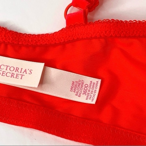 VICTORIA’S SECRET Dream Angels balconette Red Rhinestones Underwire bra 36DD/36E - Picture 7 of 7
